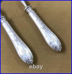 Couvert de service à glace ART NOUVEAU métal argenté SFAM modèle CHRYSANTHEMES