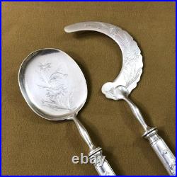 Couvert de service à glace ART NOUVEAU métal argenté SFAM modèle CHRYSANTHEMES
