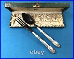 Couvert service à salade BOULENGER modèle LOUIS XVI FILETS RUBANS métal argenté