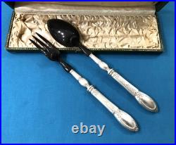 Couvert service à salade BOULENGER modèle LOUIS XVI FILETS RUBANS métal argenté