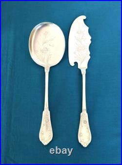 Couverts de service à glace ART NOUVEAU métal argenté SFAM modèle CHRYSANTHEMES
