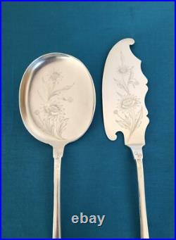 Couverts de service à glace ART NOUVEAU métal argenté SFAM modèle CHRYSANTHEMES
