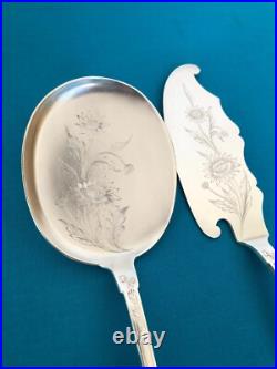 Couverts de service à glace ART NOUVEAU métal argenté SFAM modèle CHRYSANTHEMES