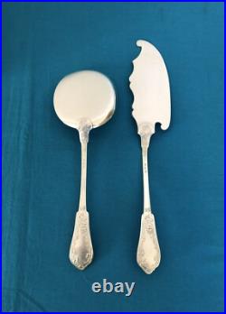 Couverts de service à glace ART NOUVEAU métal argenté SFAM modèle CHRYSANTHEMES