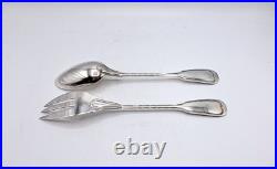 Cuillère à ragoût et sa Fourchette Modèle Filet Métal argenté