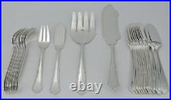 Dixi, 12 couverts à poisson + 1 couvert de service modèle Contours métal argenté