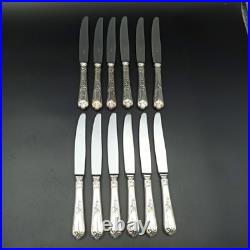 ERCUIS 12 COUTEAUX DE TABLE EN MÉTAL ARGENTÉ Modèle DUBARRY / DU BARRY