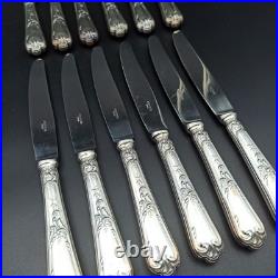 ERCUIS 12 COUTEAUX DE TABLE EN MÉTAL ARGENTÉ Modèle DUBARRY / DU BARRY