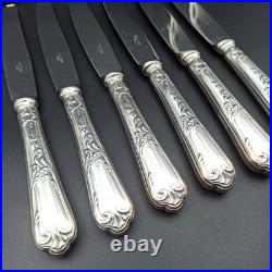 ERCUIS 12 COUTEAUX DE TABLE EN MÉTAL ARGENTÉ Modèle DUBARRY / DU BARRY