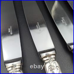 ERCUIS 12 COUTEAUX DE TABLE EN MÉTAL ARGENTÉ Modèle DUBARRY / DU BARRY