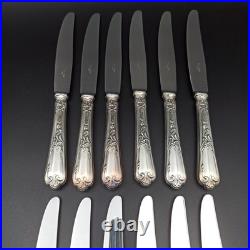 ERCUIS 12 COUTEAUX DE TABLE EN MÉTAL ARGENTÉ Modèle DUBARRY / DU BARRY