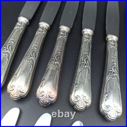 ERCUIS 12 COUTEAUX DE TABLE EN MÉTAL ARGENTÉ Modèle DUBARRY / DU BARRY