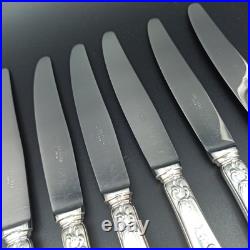 ERCUIS 12 COUTEAUX DE TABLE EN MÉTAL ARGENTÉ Modèle DUBARRY / DU BARRY