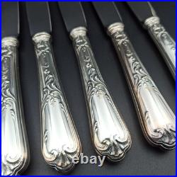 ERCUIS 12 COUTEAUX DE TABLE EN MÉTAL ARGENTÉ Modèle DUBARRY / DU BARRY