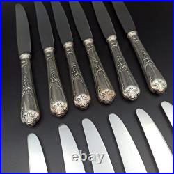 ERCUIS 12 COUTEAUX DE TABLE EN MÉTAL ARGENTÉ Modèle DUBARRY / DU BARRY