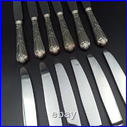ERCUIS 12 COUTEAUX DE TABLE EN MÉTAL ARGENTÉ Modèle DUBARRY / DU BARRY