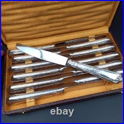 ERCUIS 12 COUTEAUX DE TABLE EN MÉTAL ARGENTÉ Modèle DUBARRY / DU BARRY