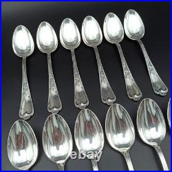 ERCUIS 12 CUILLÈRES DE TABLE EN MÉTAL ARGENTÉ Modèle DUBARRY / DU BARRY
