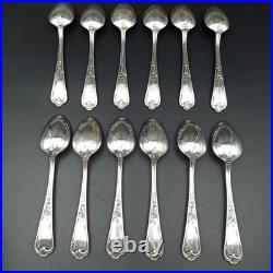 ERCUIS 12 CUILLÈRES DE TABLE EN MÉTAL ARGENTÉ Modèle DUBARRY / DU BARRY