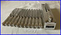 ERCUIS 12 Couteaux de table en métal argenté modèle Du Barry / dinner knives