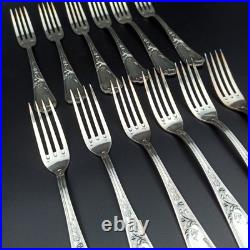 ERCUIS 12 FOURCHETTES DE TABLE EN MÉTAL ARGENTÉ Modèle DUBARRY / DU BARRY