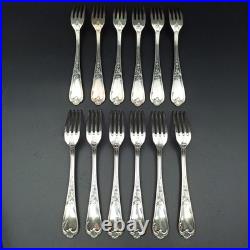 ERCUIS 12 FOURCHETTES DE TABLE EN MÉTAL ARGENTÉ Modèle DUBARRY / DU BARRY