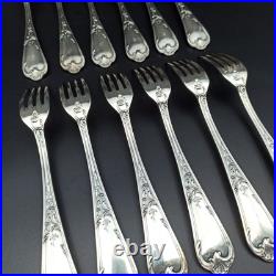ERCUIS 12 FOURCHETTES DE TABLE EN MÉTAL ARGENTÉ Modèle DUBARRY / DU BARRY