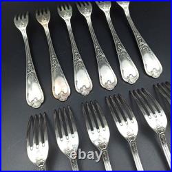 ERCUIS 12 FOURCHETTES DE TABLE EN MÉTAL ARGENTÉ Modèle DUBARRY / DU BARRY