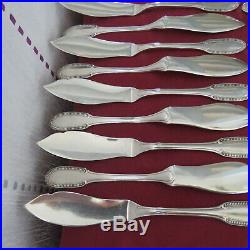 ERCUIS 12 couteaux & 12 fourchettes à poisson métal argenté modèle godrons perle
