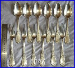 ERCUIS 6 couverts Fourchettes & Cuillères art nouveau métal argenté Modèle IRIS