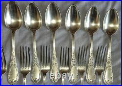 ERCUIS 6 couverts Fourchettes & Cuillères art nouveau métal argenté Modèle IRIS ERCUIS 6 couverts Fourchettes & Cuillères art nouveau métal argenté Modèle IRIS