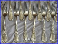 ERCUIS 6 couverts Fourchettes & Cuillères art nouveau métal argenté Modèle IRIS