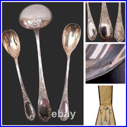 ERCUIS Couverts de service Salade, Louche Modèle IRIS ART NOUVEAU, Métal Argenté
