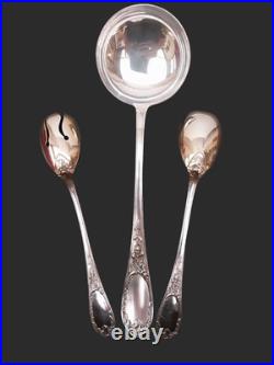ERCUIS Couverts de service Salade, Louche Modèle IRIS ART NOUVEAU, Métal Argenté