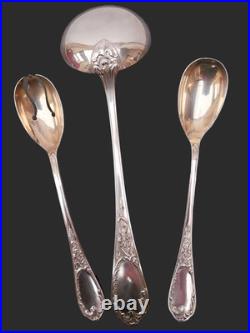 ERCUIS Couverts de service Salade, Louche Modèle IRIS ART NOUVEAU, Métal Argenté