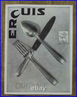 ERCUIS modèle CARTHAGE 8 fourchettes à gâteau, dessert ART DECO Métal argenté