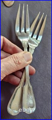 ERCUIS modèle à filets contour, chinon 12 couverts à poisson en métal argenté