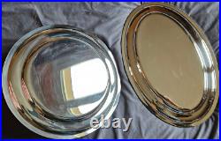 EUROP FELIX 1 Plat ovale + 1 plat rond en métal argenté modèle filets contouf