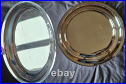 EUROP FELIX 1 Plat ovale + 1 plat rond en métal argenté modèle filets contouf