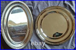 EUROP FELIX 1 Plat ovale + 1 plat rond en métal argenté modèle filets contouf