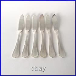 Ensemble de 6 couteaux à poissons Christofle en métal argenté, modèle Spatours