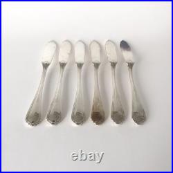 Ensemble de 6 couteaux à poissons Christofle en métal argenté, modèle Spatours