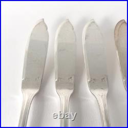 Ensemble de 6 couteaux à poissons Christofle en métal argenté, modèle Spatours