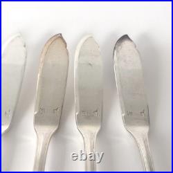 Ensemble de 6 couteaux à poissons Christofle en métal argenté, modèle Spatours