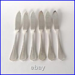 Ensemble de 6 couteaux à poissons Christofle en métal argenté, modèle Spatours