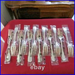 Ercuis 12 fourchettes a poisson en métal argenté modèle perles sous blister