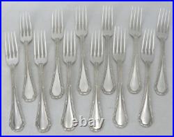 Ercuis modèle Trianon, Rubans, 12 fourchettes de table en métal argenté, 21 cm