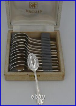 Ercuis modèle Victoria, 12 cuillères à moka/café, métal argenté, 11 cm