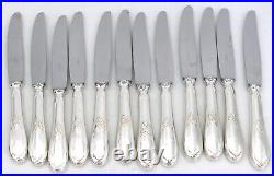 Ercuis modèle lauriers, 12 couteaux à entremets/fromage/dessert, métal argenté