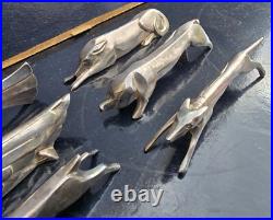 Gallia 12 Porte Couteaux Animaux Metal Argente Art Deco Modele De Sandoz
